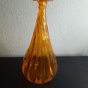 GORGEOUS Franco Sarto Glassware Made in Italy 10" Orange Swirl Glass Vase.